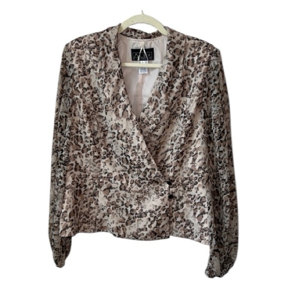 Alex Evenings Elegant Leopard Animal Print Rhinestone Long Sleeve Top Size XL - Picture 1 of 8